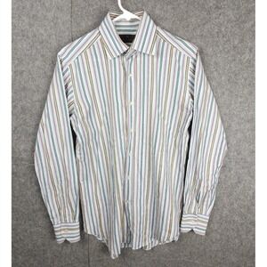 Etro Mens Dress Shirt Men's 38 Abstract Cotton Stripe Button Down